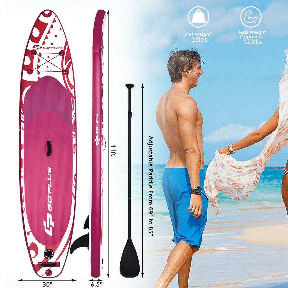 Gymax 11' Inflatable Stand Up Adjustable Paddle Board W/Carry Bag Youth Adult