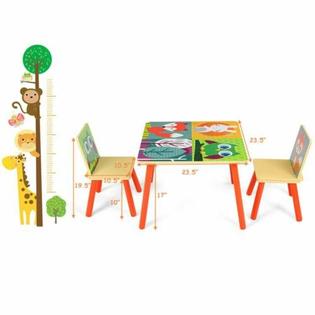 Gymax Kids Table And 2 Chairs Set For Toddler Baby Gift Desk Furniture Cartoon Pattern