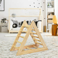 Gymax Wooden Climbing Pikler Triangle with Climbing Ladder For Kids Step Training Home