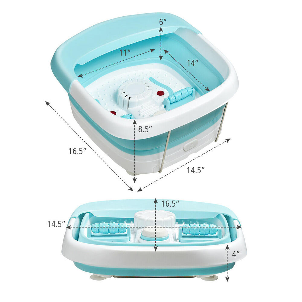 Gymax New Foldable Foot Spa Bath Motorized Massager w/ Bubble Heat Red Light Stress Relief