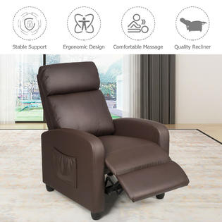 Gymax Recliner Massage Chair Single Sofa Pu Leather Padded Seat W Footrest Home Chair