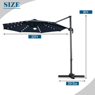 Gymax Gys04820a1a2a3a4 10ft Solar Led Cantilever Offset Patio Umbrella 360 Rotation Aluminum