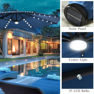 Gymax Gys04820a1a2a3a4 10ft Solar Led Cantilever Offset Patio Umbrella 360 Rotation Aluminum