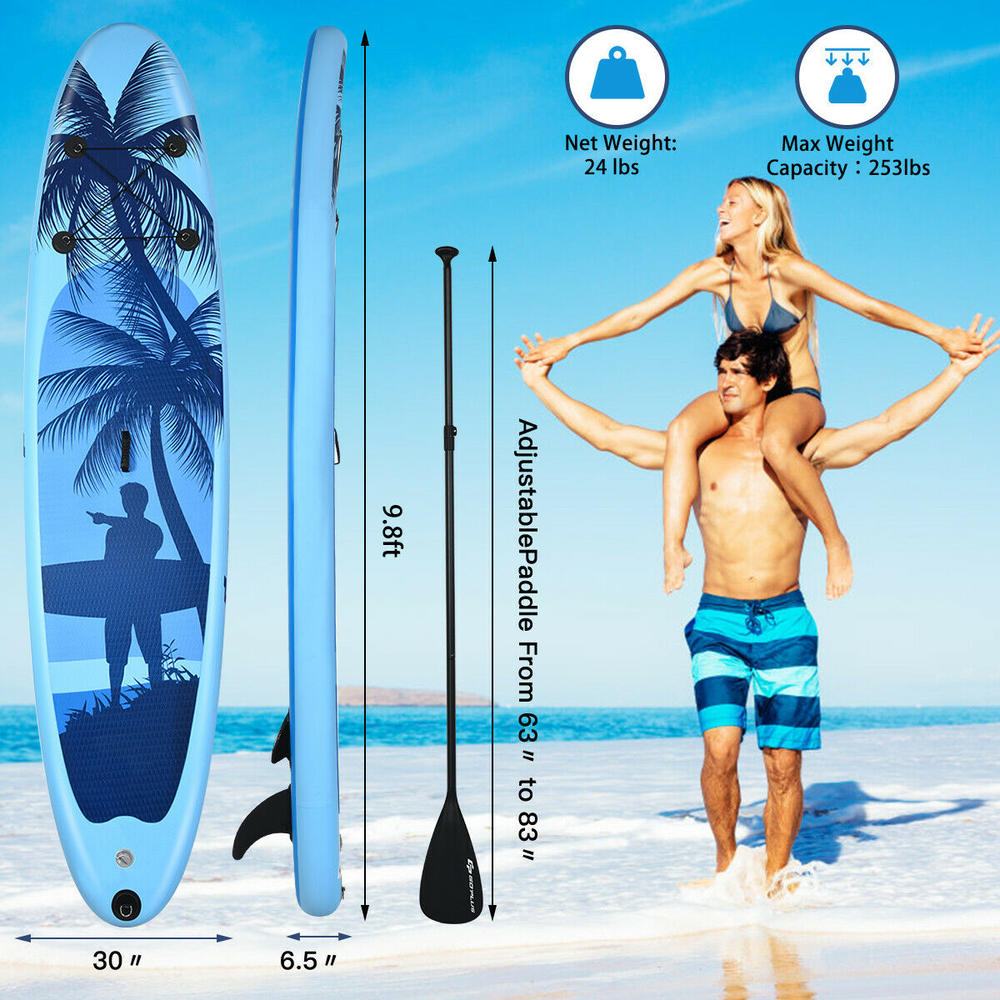 Gymax 9.8' Inflatable Stand Up Paddle Board W/Carry Bag Adjustable Paddle Adult Youth
