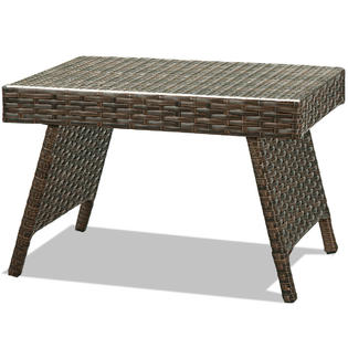 Gymax Gys04850 Patio Folding Wicker Side Coffee Table Poolside Garden Lawn Bistro Furniture