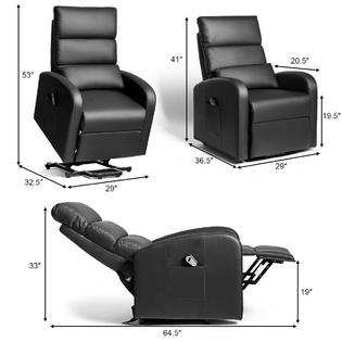 Gymax Black Electric Power Lift Sofa Leather Home Recliner ...