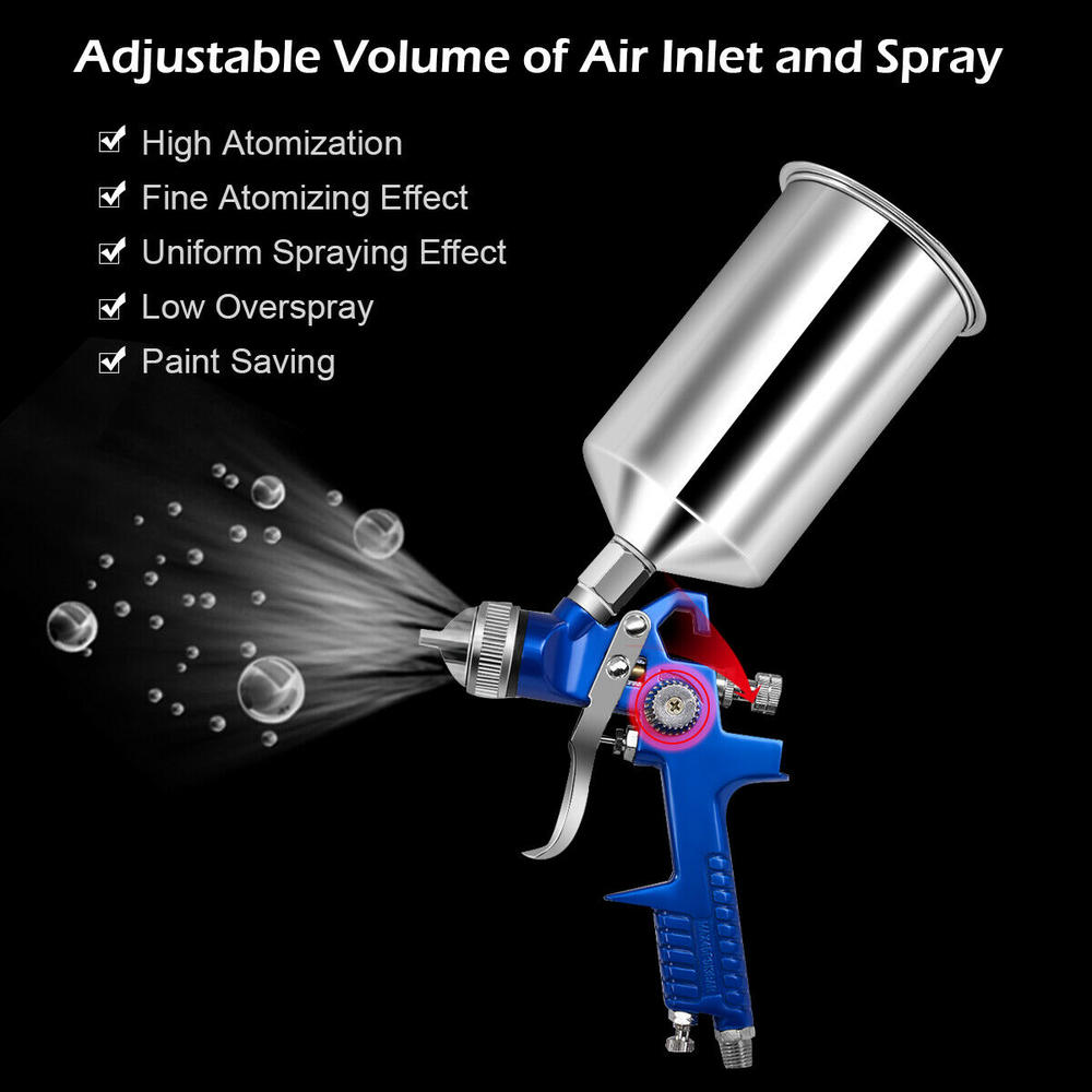 Gymax 3 HVLP Air Spray Gun Kit Auto Paint Car Primer Detail Basecoat Clearcoat