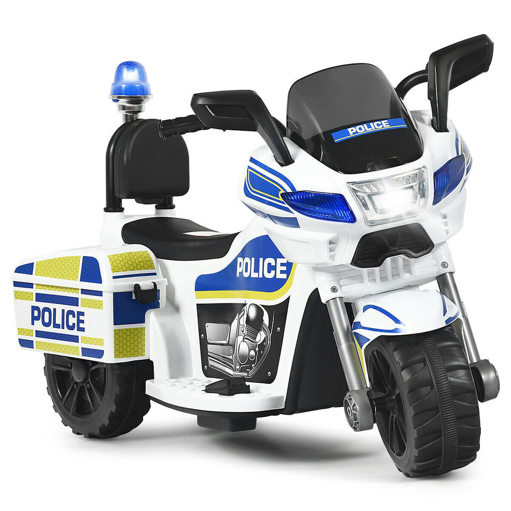 Gymax 6V Kids Ride On Police Motorcycle Trike 3-Wheel w/ Headlight and Flashing Siren