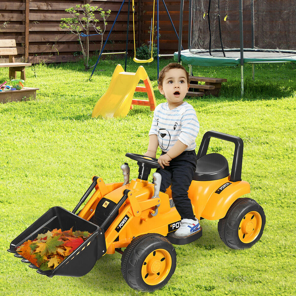 Gymax Kids Ride On Excavator Digger 6V Battery Powered Tractor w/Digging Bucket Yellow