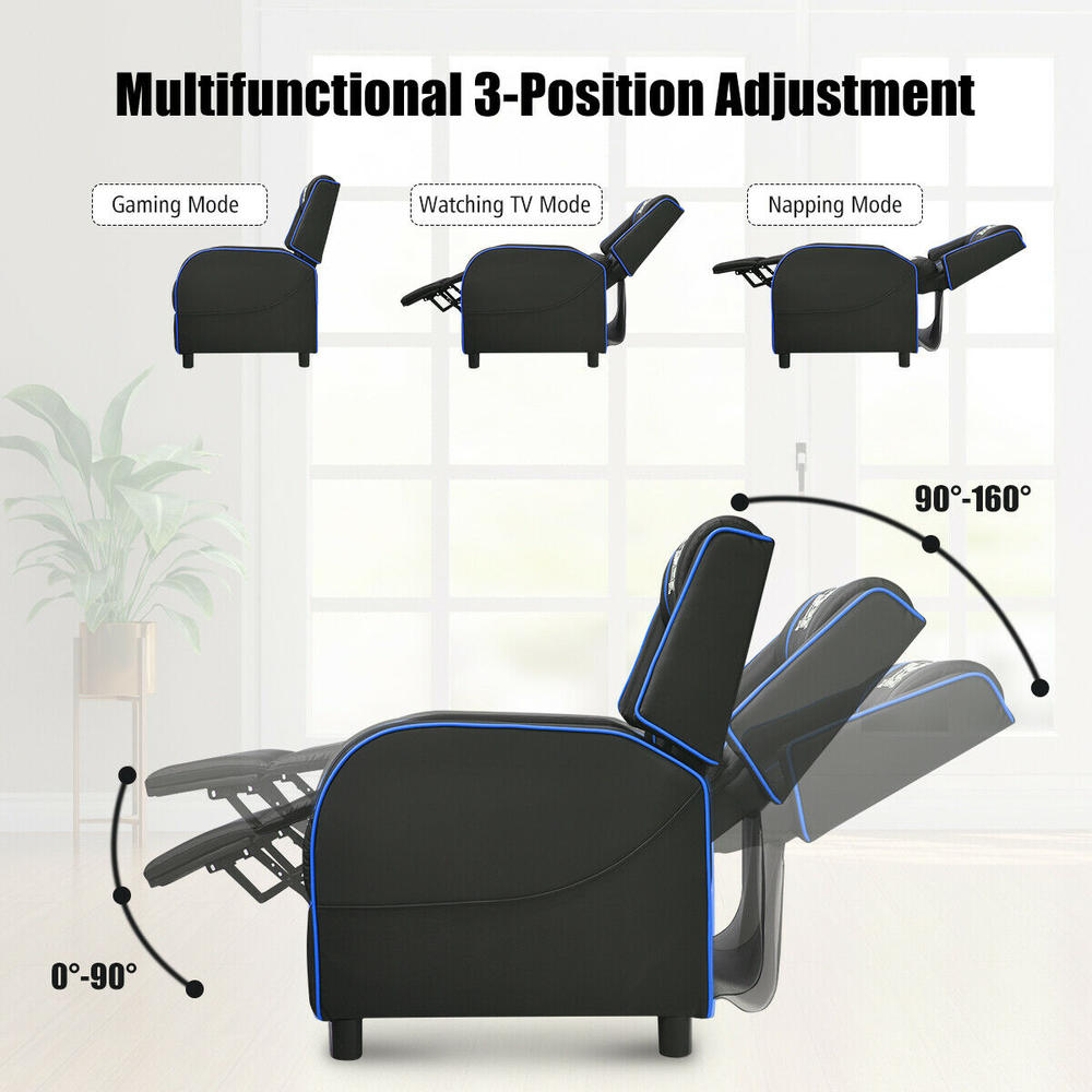 Gymax Massage Gaming Recliner Chair Racing Single Lounge Sofa Home Theater Seat