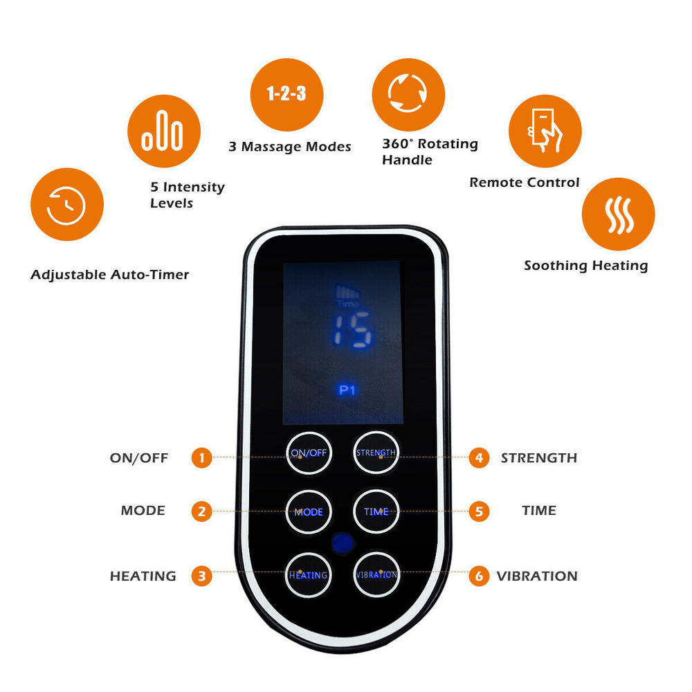 Gymax Foot Calf Massager w/ Heat & Remote Control Air Compression Reflexology Home Shiatsu