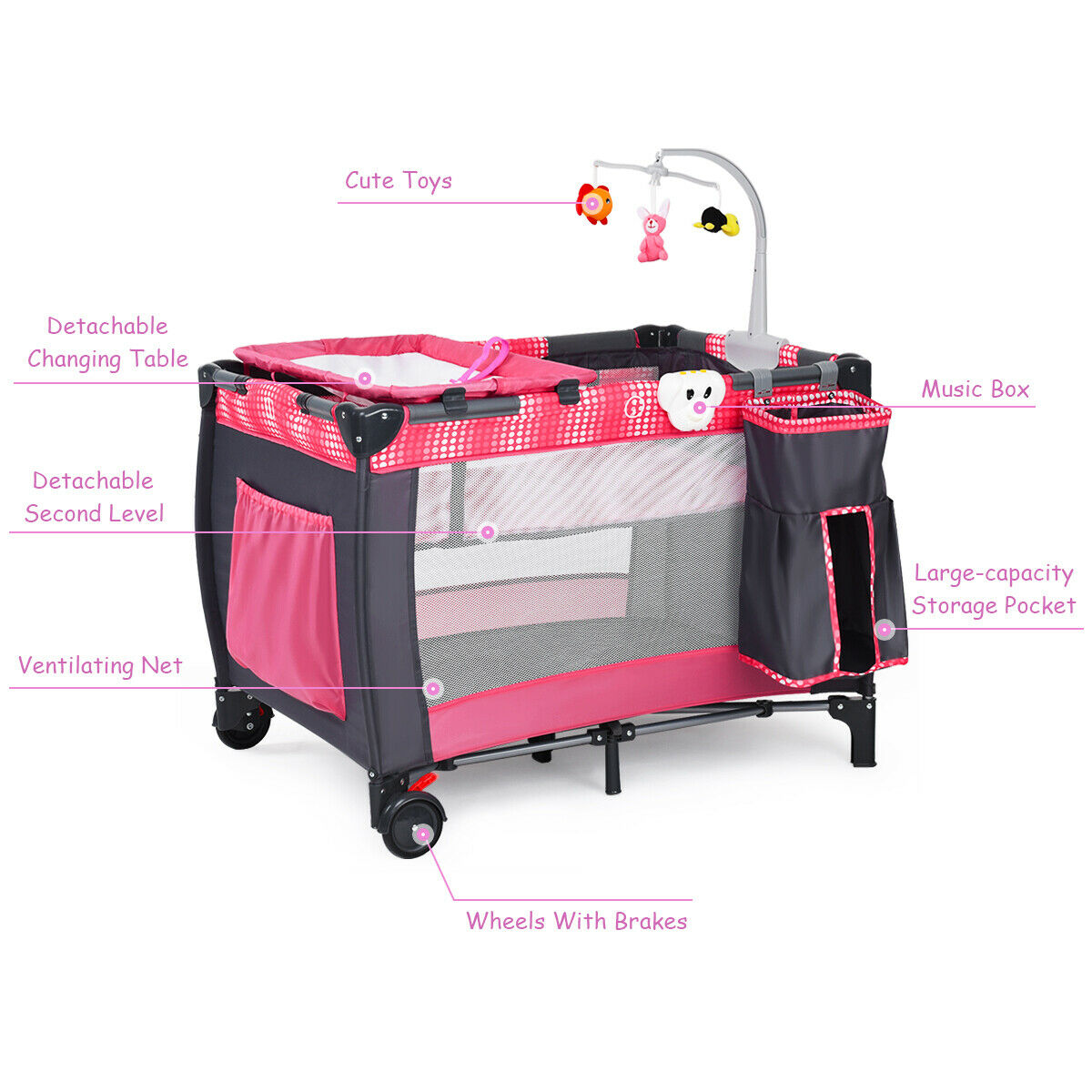 gymax foldable baby playpen