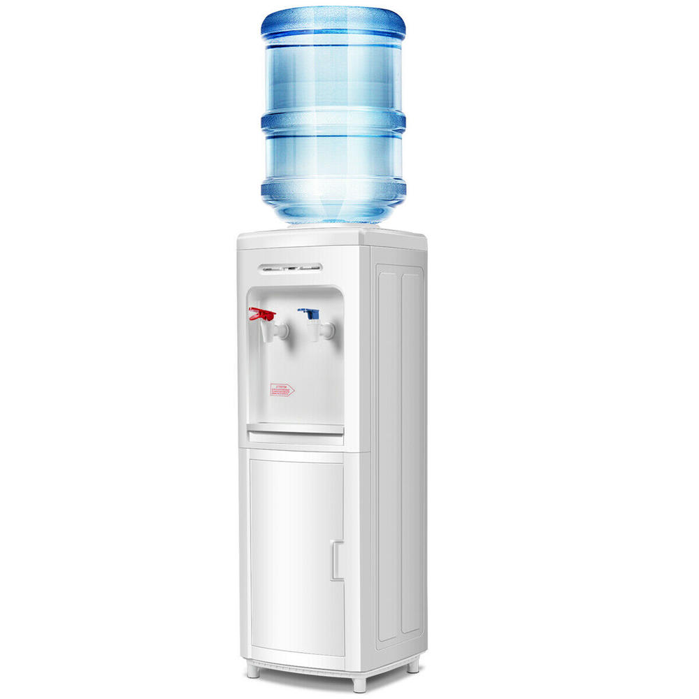 Gymax 5 Gallon Top Loading Hot & Cold Water Dispenser Cooler w/ Storage Cabinet