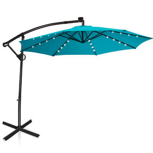 Gymax Gym05734a5a6 10ft Offset Hanging Umbrella Patio Outdoor W 24 Solar Led Lights