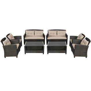 Gymax Gym05755 8pcs Patio Rattan Conversation Set Cushioned Outdoor Furniture Set