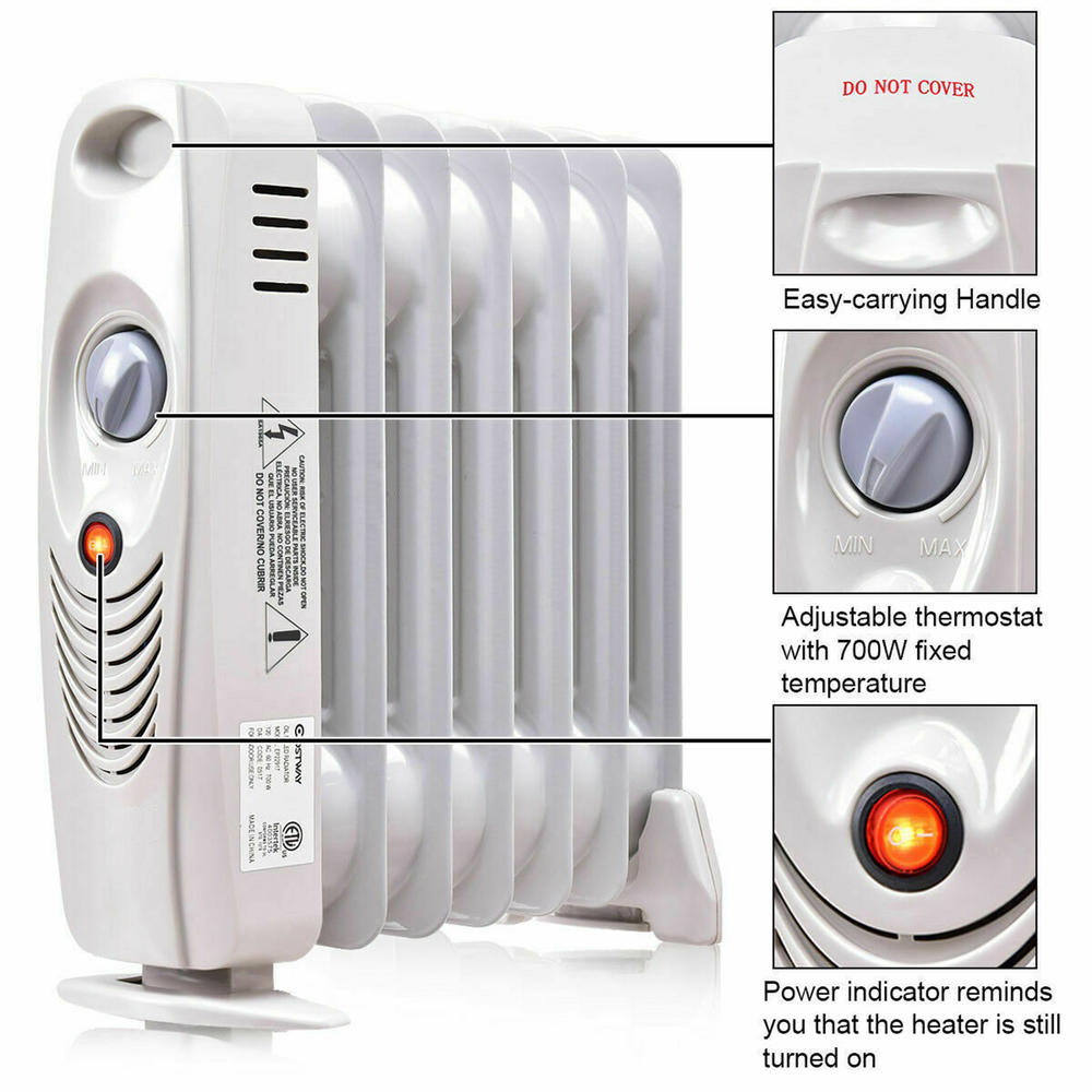 Gymax 700W Oil Filled Space Heater Radiator w/ Adjustable Thermostat Home Office