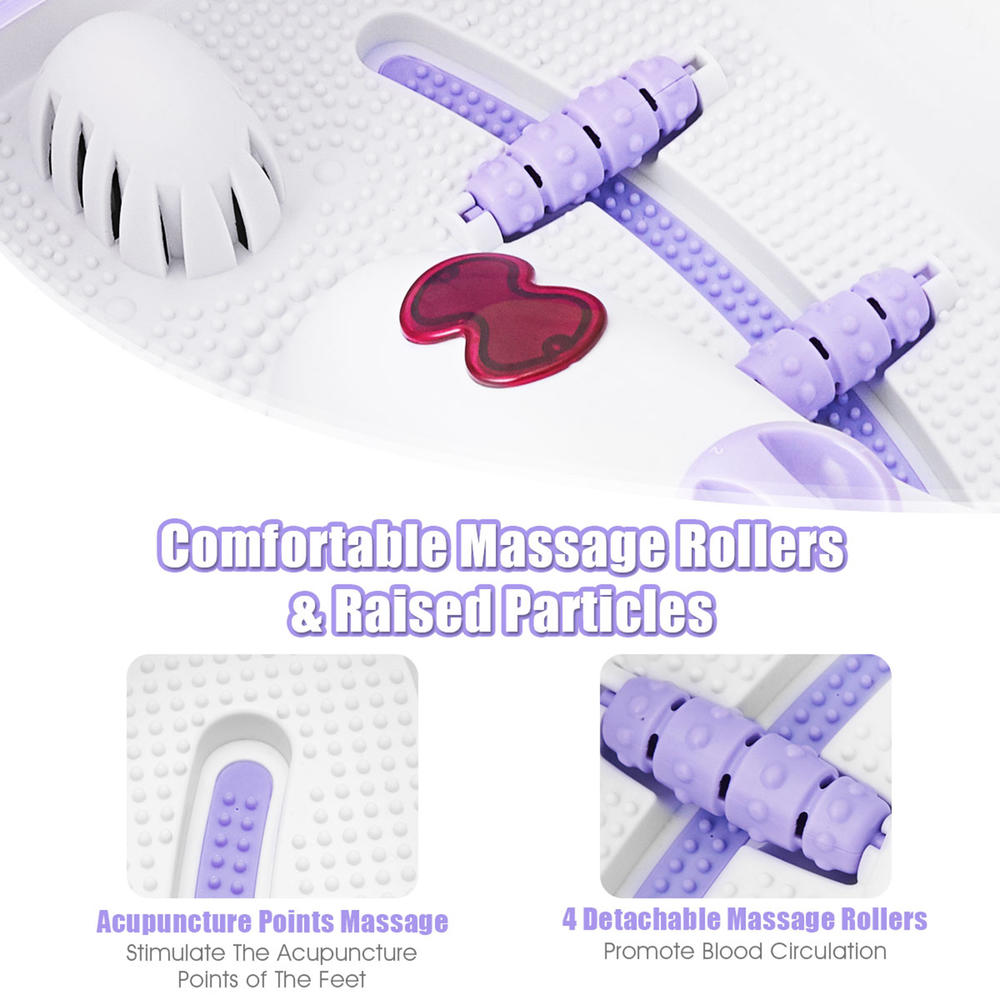 Gymax Foot Spa Massager w/ 4 Massage Rollers Heat Bubble Red Light Stress Relief