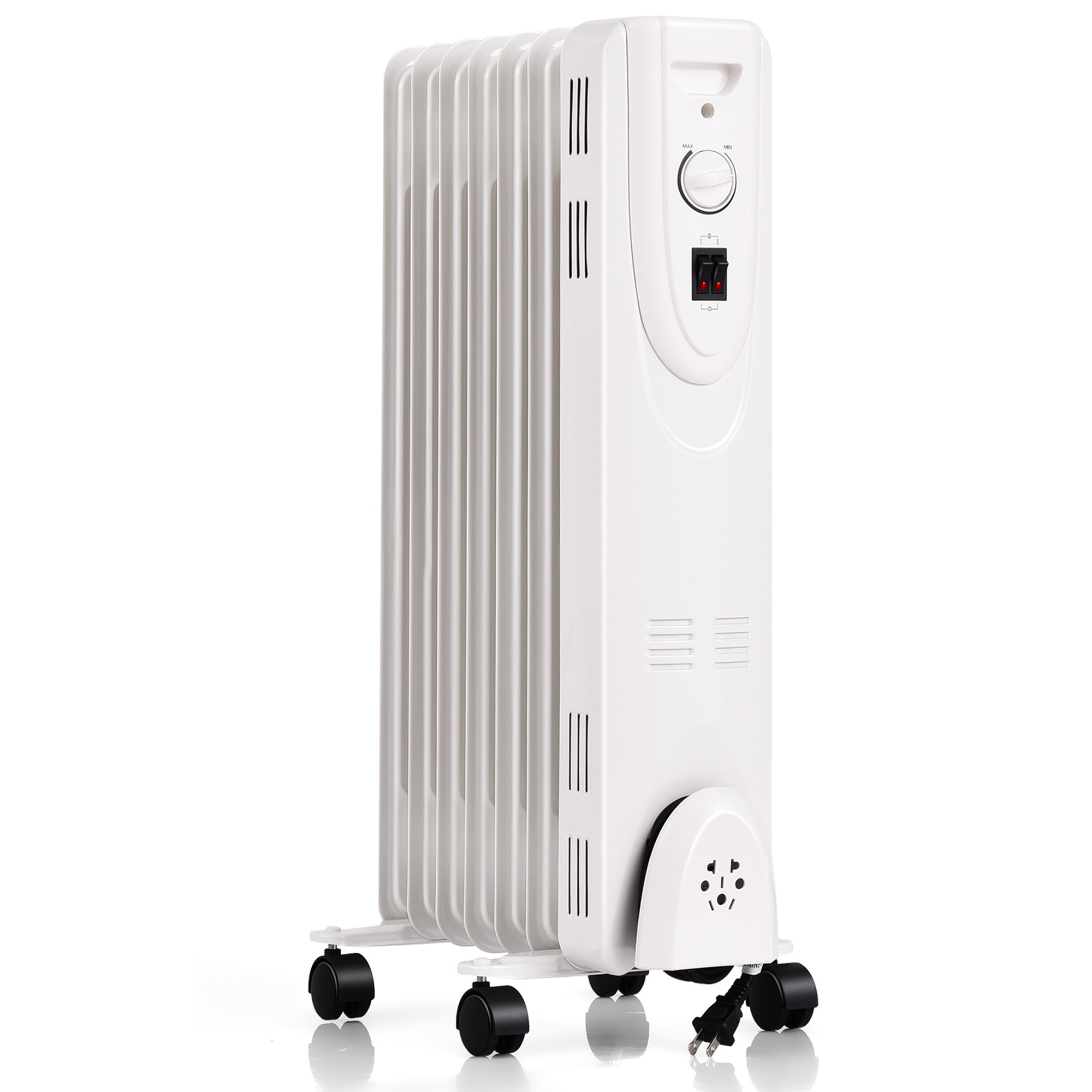 Gymax GYM05872 1500W Portable Oil Filled Radiator Space Heater w/ Wheels  Adjustable Thermostat