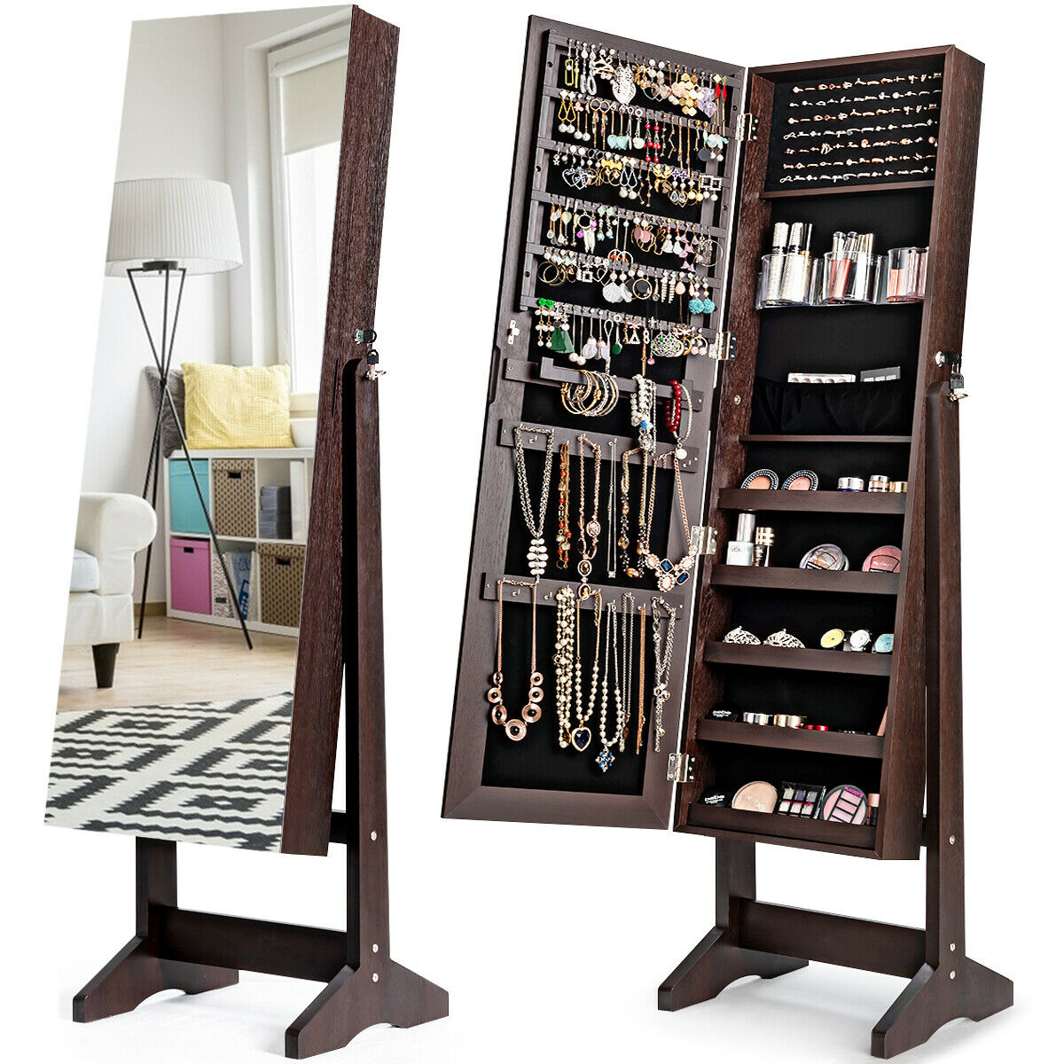 Standing Jewelry Box Mirror