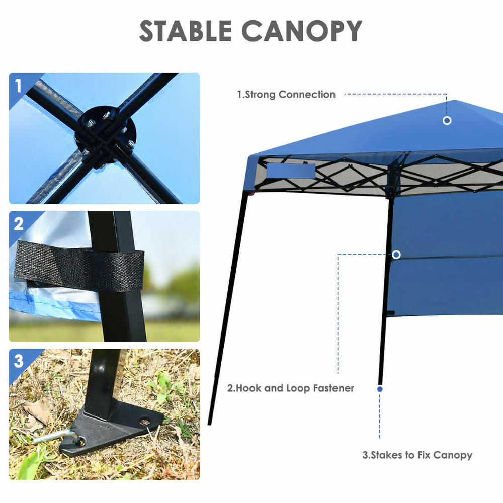 Gymax 7x7 FT Slant Leg Pop-up Canopy Tent Shelter Adjustable Portable Carry Bag
