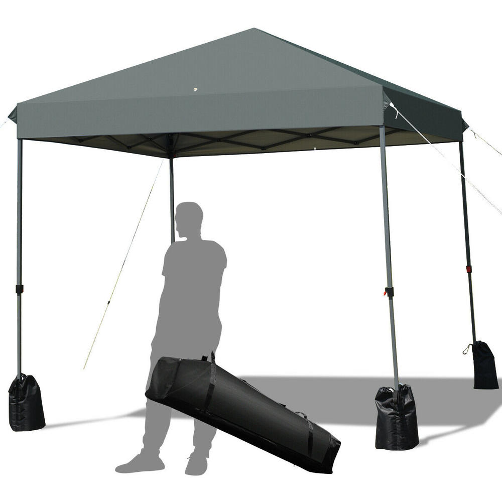 Gymax 8x8 FT Pop up Canopy Tent Shelter Wheeled Carry Bag 4 Canopy Sand Bag