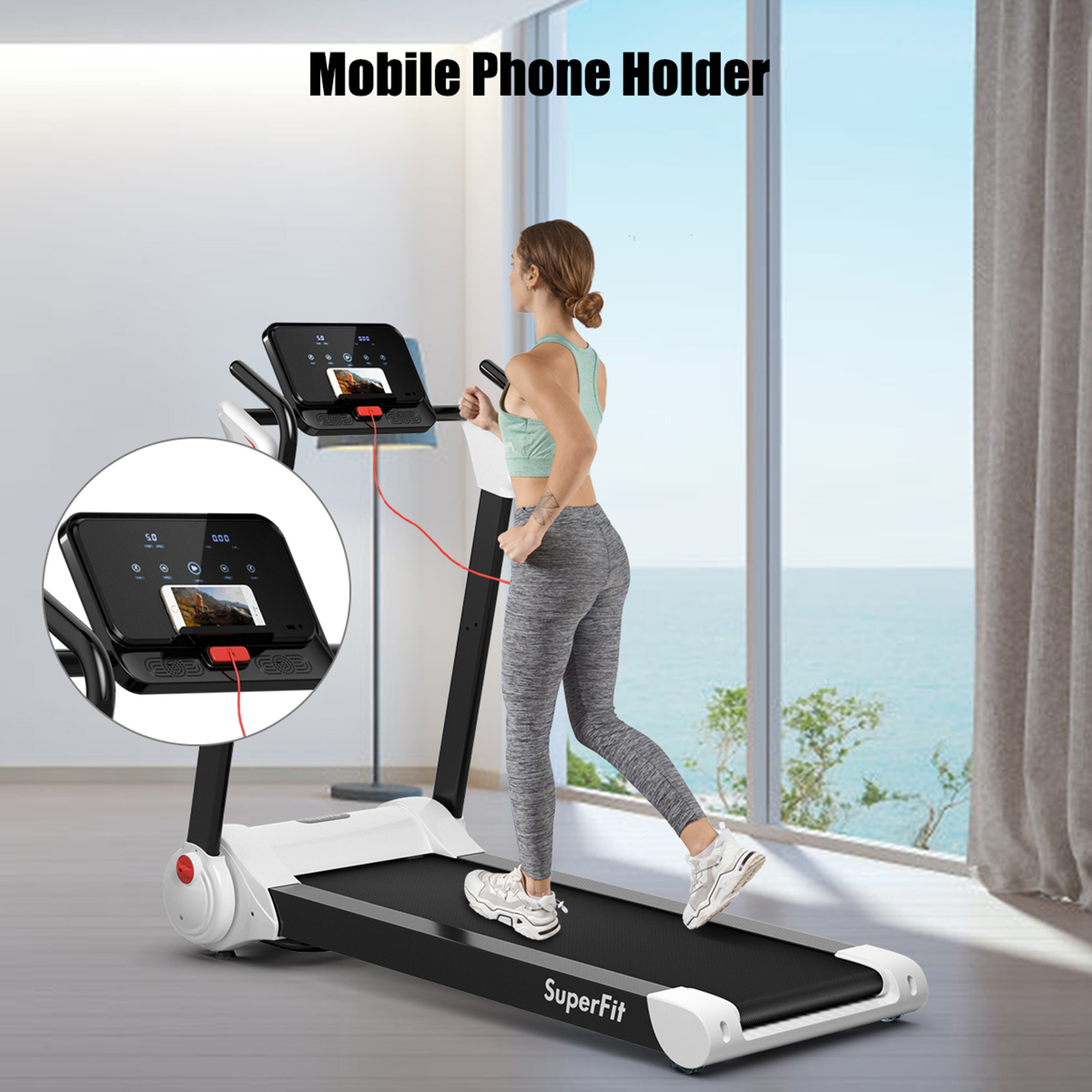 2.25 hp folding running treadmill