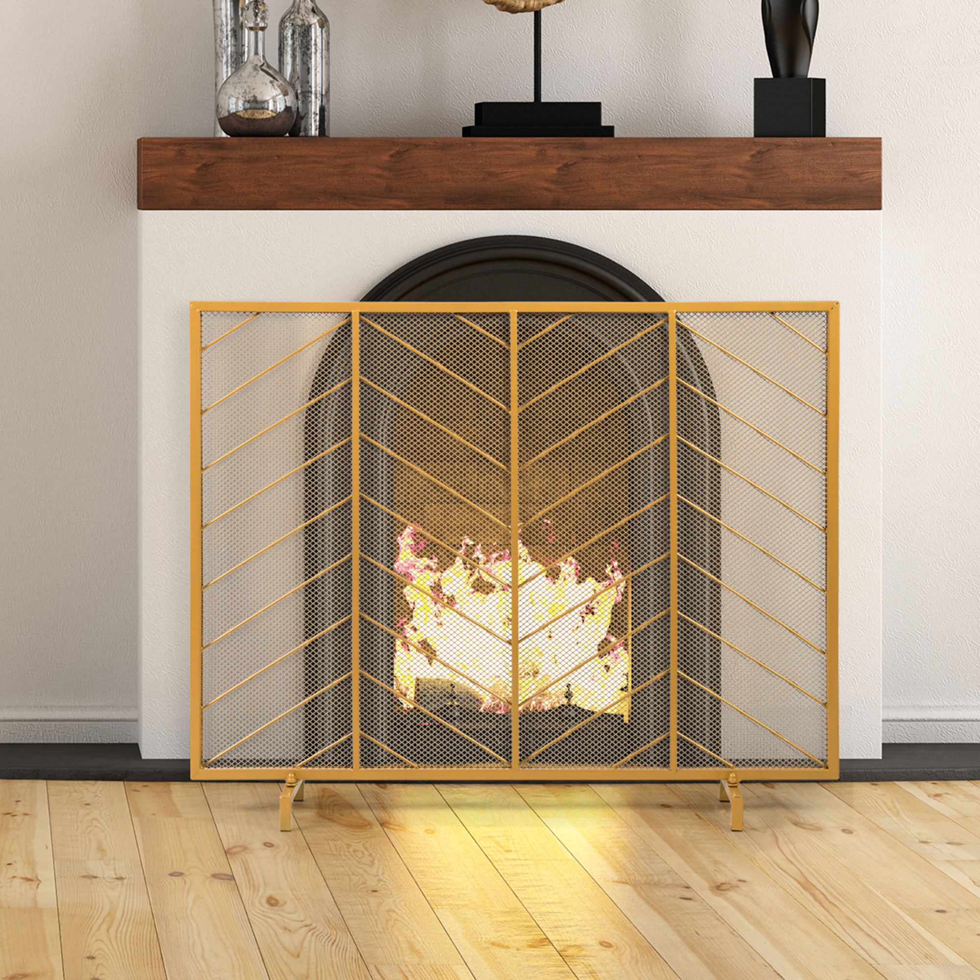 Single Panel Fireplace Screen, Fireplace Screen Vs Spark Guard