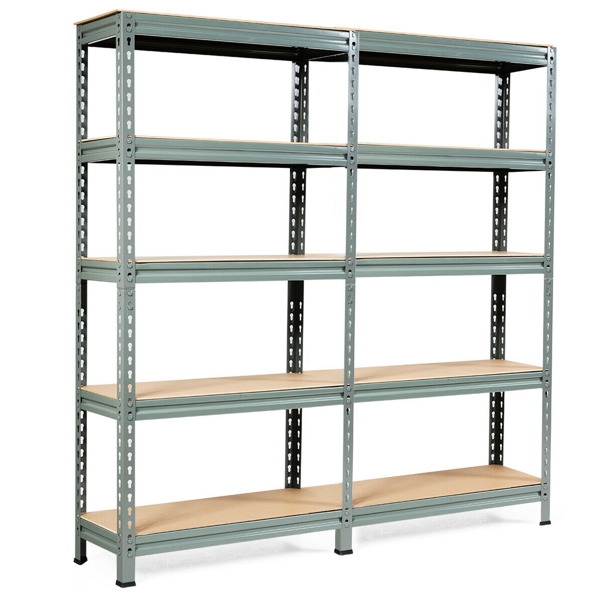 Gymax 2pcs 5 Tier Metal Storage Shelves, 60 Metal Shelving