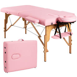 Gymax Pink 84"L Portable Massage Table Adjustable Facial Spa Bed Tattoo w/ Carry Case