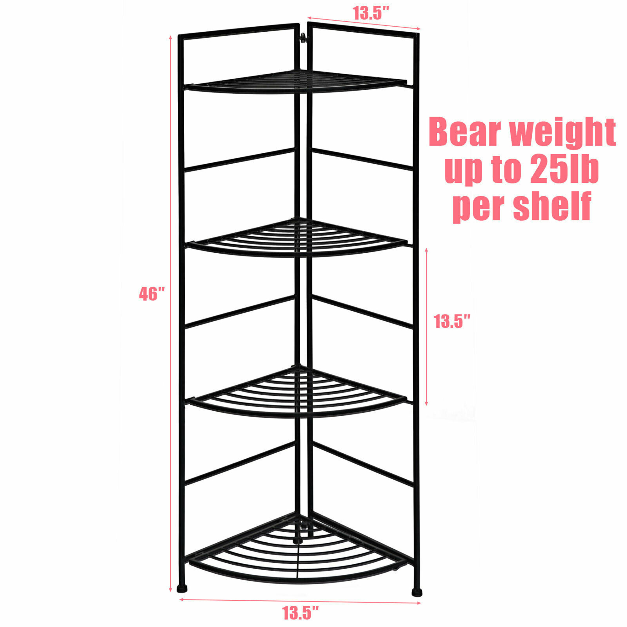 Gymax 4 Tier Folding Metal Shelf Plant, Folding Metal Shelves