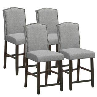 Gymax Set Of 4 Fabric Barstools Nail, Bar Height Dining Chairs Set Of 4