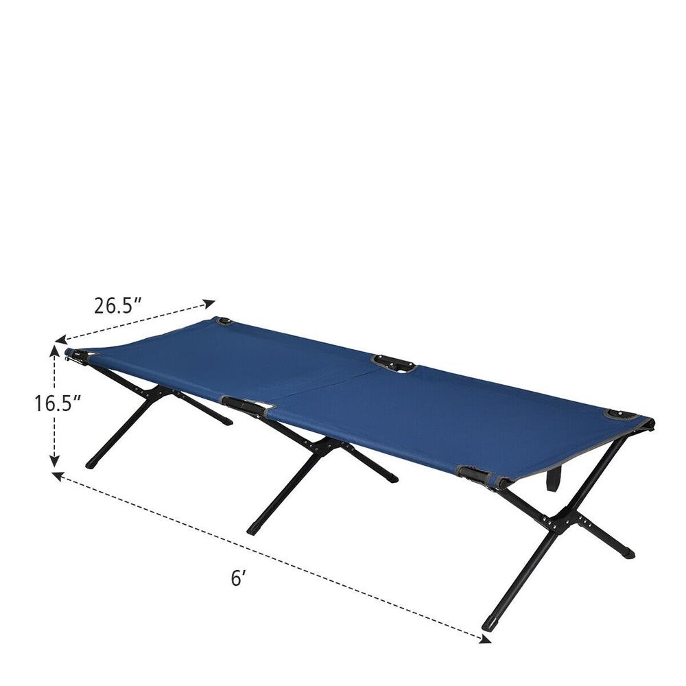 Gymax Folding Camping Cot & Bed Heavy-Duty for Adults Kids w/ Carrying Bag 300LBS Blue