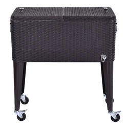 Gymax 80QT Outdoor Rolling Cooler Cart Rattan Party Portable Ice Beer Beverage Chest