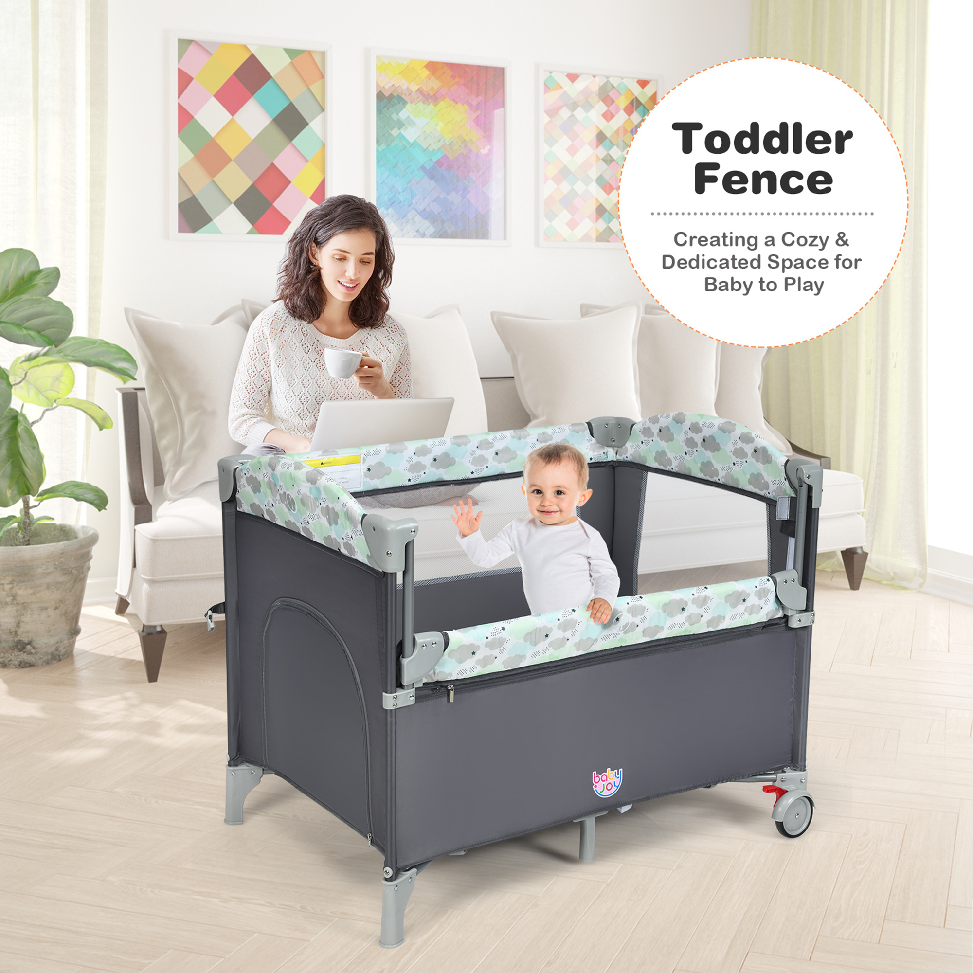 gymax 5 in 1 portable bassinet