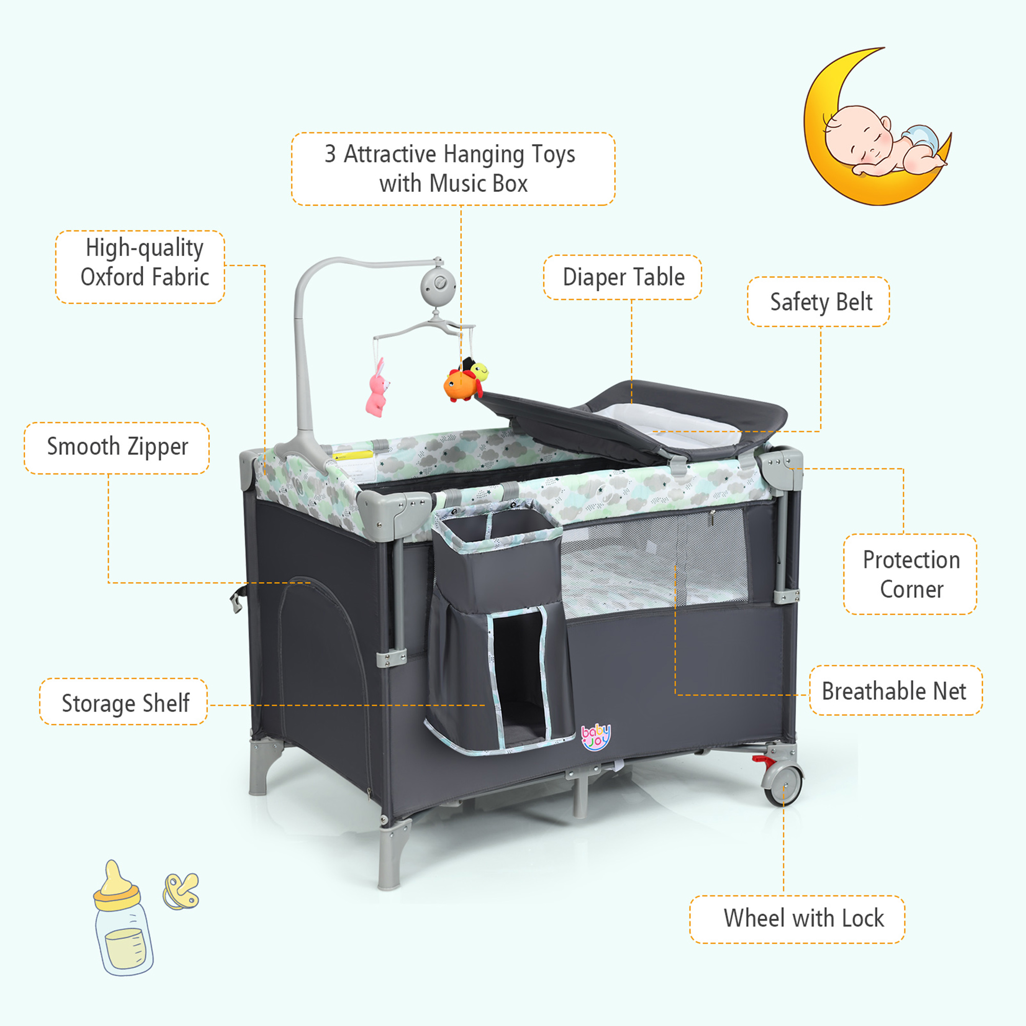 gymax 5 in 1 portable bassinet