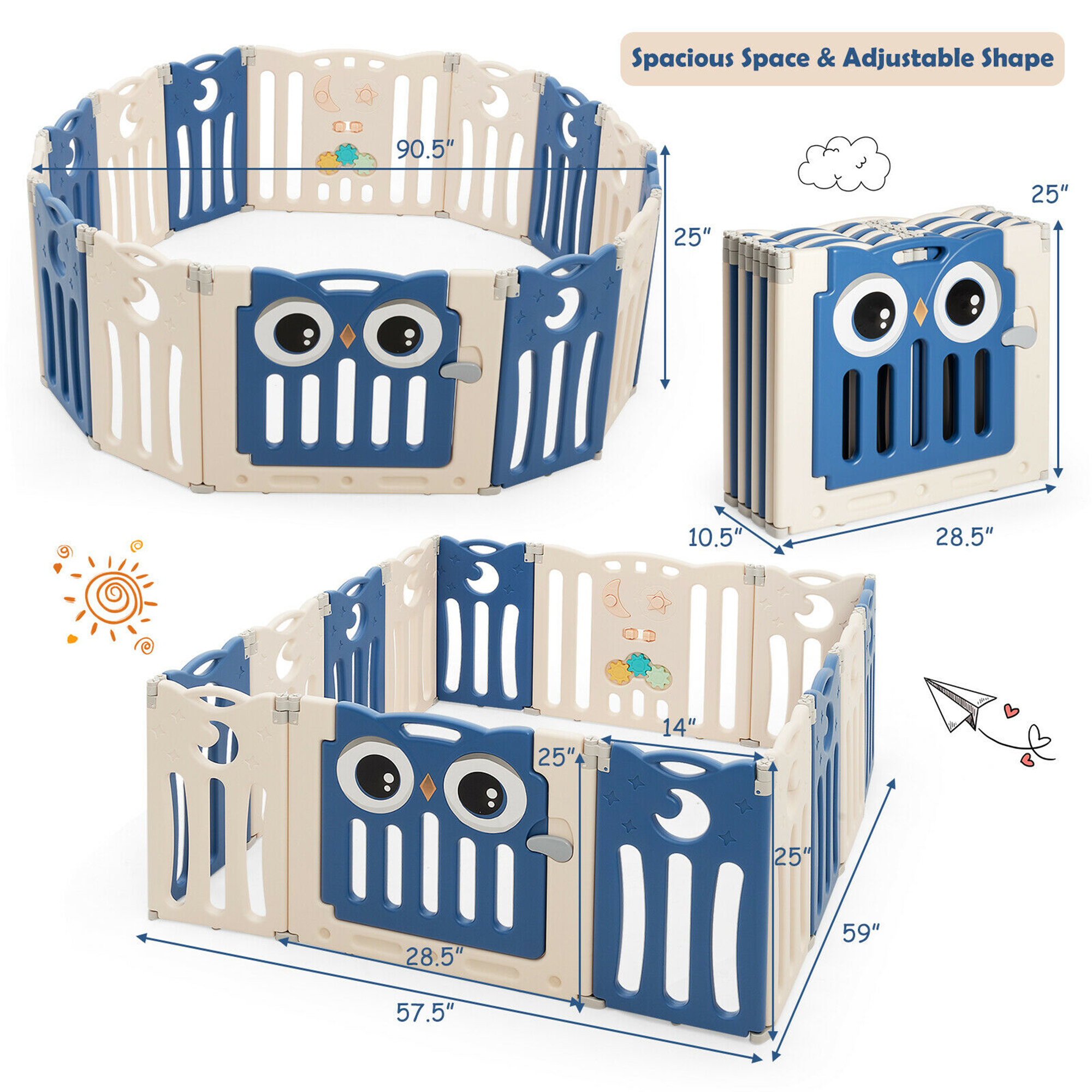 gymax foldable baby playpen