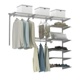 Gymax Closet Organizer Kit 4 to 6 FT Wall-mounted Closet System w/Hang Rod Grey