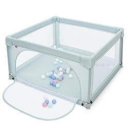 Gymax Baby Playpen Infant Large Safety Play Center Yard w/ 50 Ocean Balls Blue