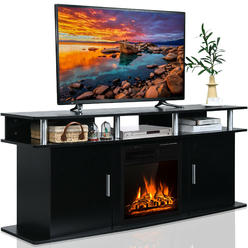 Gymax 63'' Fireplace TV Stand W/18'' 1500W Electric Fireplace up to 70'' Black
