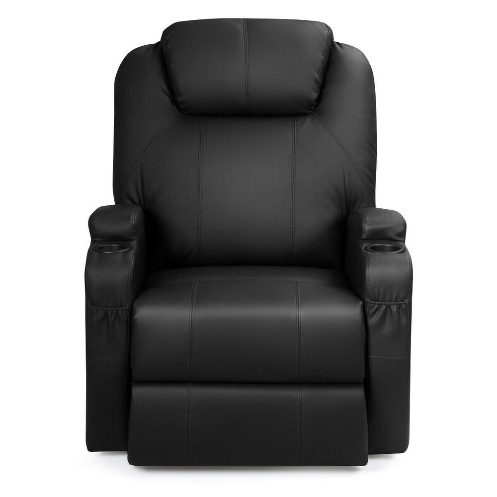 Gymax Electric Lift Power Chair Recliner Heated Vibration Massage Sofa w/ Remote Black