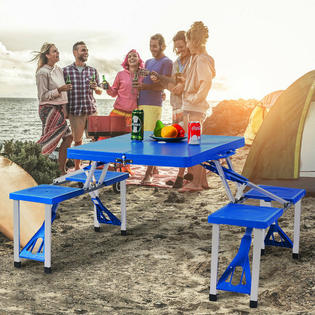 Gymax gys00304 Foldable Portable Aluminum Plastic Picnic Table