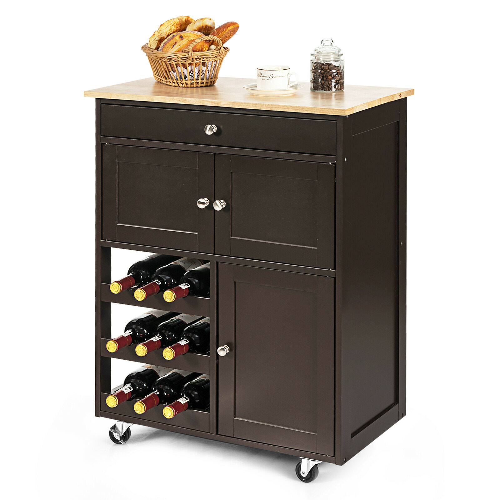 Kitchen island wine rack