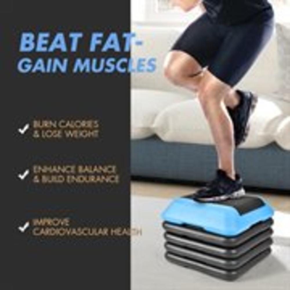 Gymax High Step Aerobic Platform Cardio Fitness Exercise Stepper w/ Risers