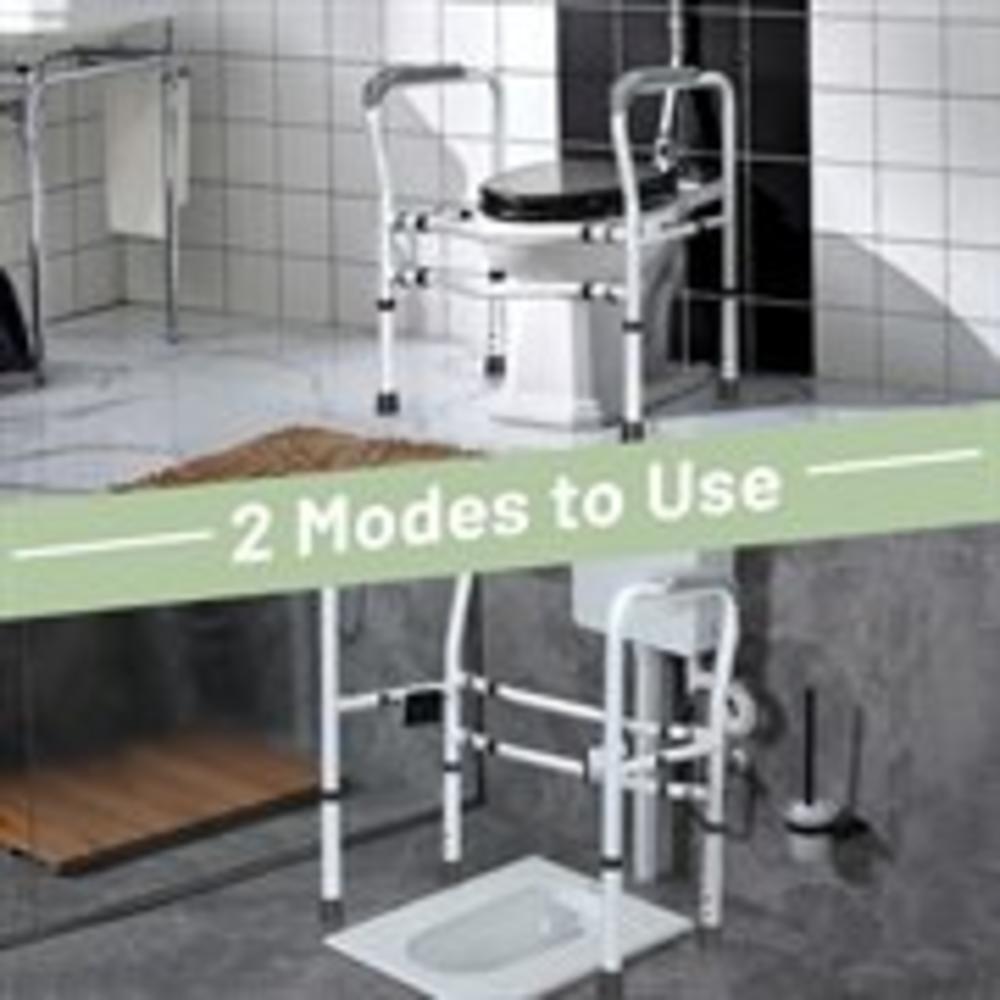 Gymax Adjustable Toilet Safety Frame & Rail Stand Alone Bathroom Toilet Handrail