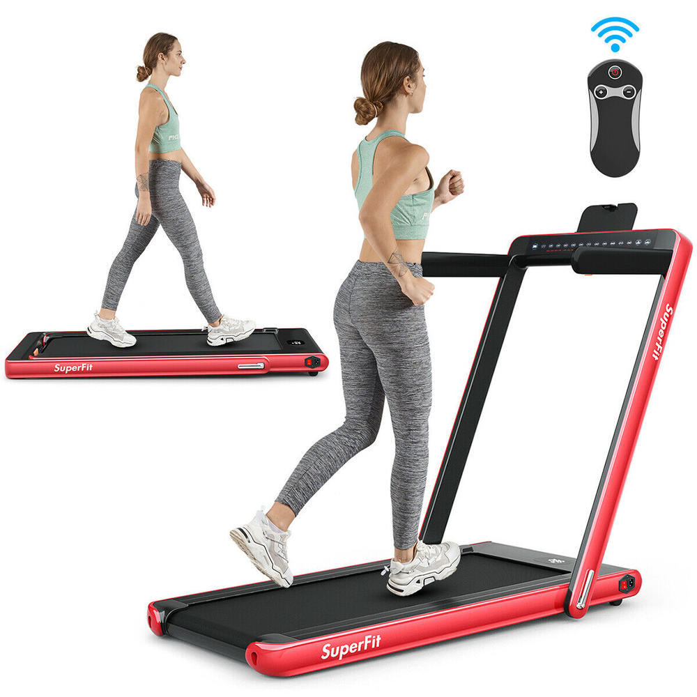 Gymax 2.25HP 2 in 1 Dual Display Folding Jogging Machine Treadmill Speaker