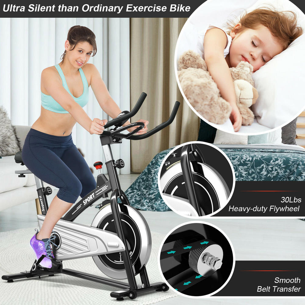Gymax 30Lbs Stationary Training Bike Exercising Spinning Bicycle W/Monitor Gym