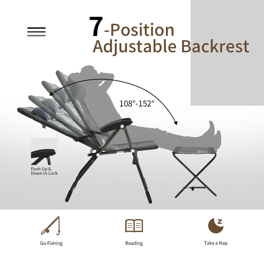 Gymax 4PCS Folding Patio Recliner Chair & Ottoman Set w/ Adjustable Backrest