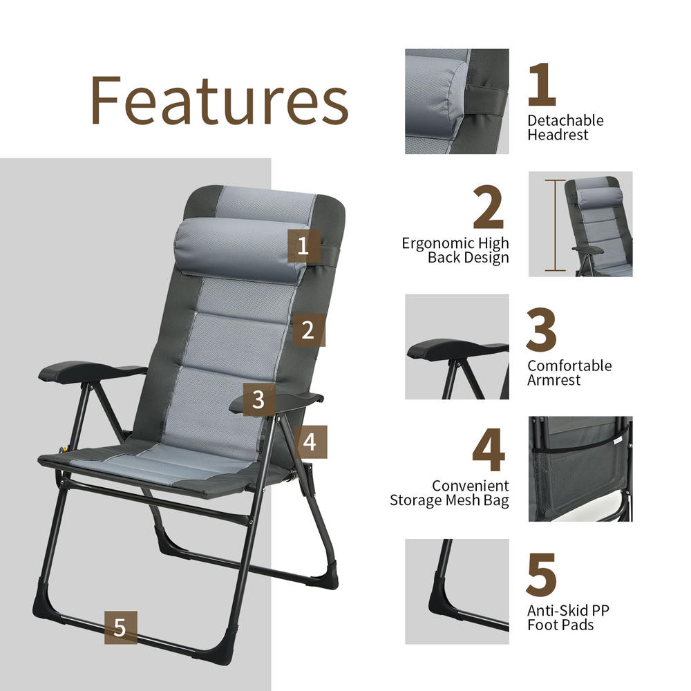Gymax 4PCS Folding Patio Recliner Chair & Ottoman Set w/ Adjustable Backrest
