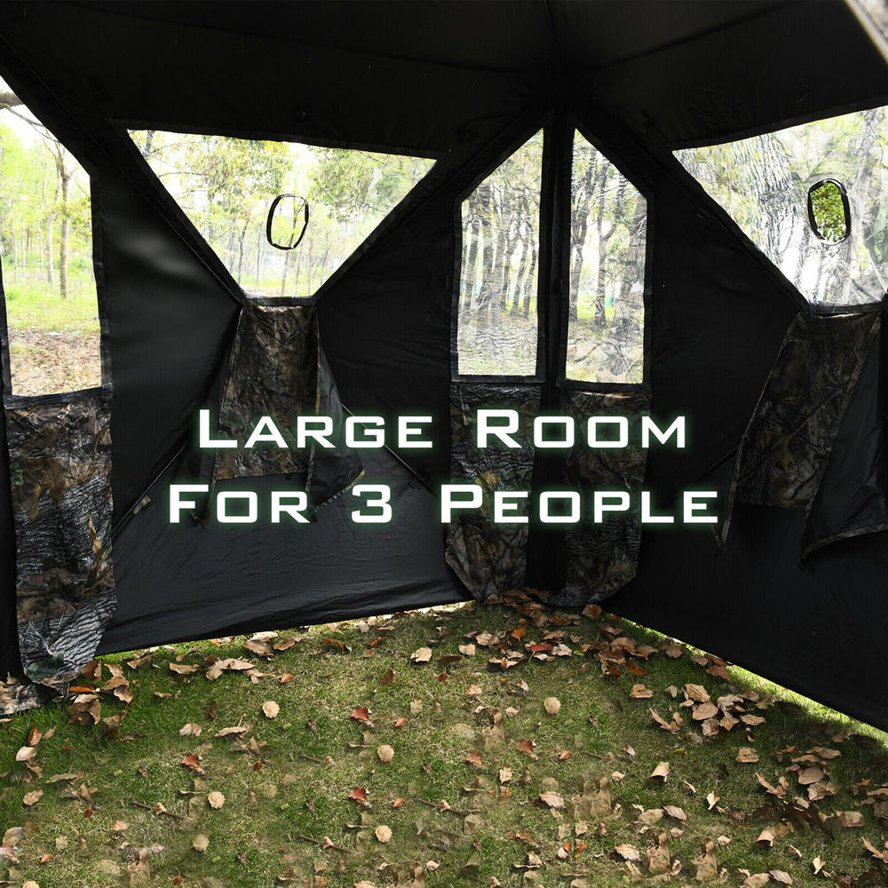 Gymax 3 Person Portable Hunting Blind Pop-Up Ground Tent w/ Gun Ports & Carrying Bag