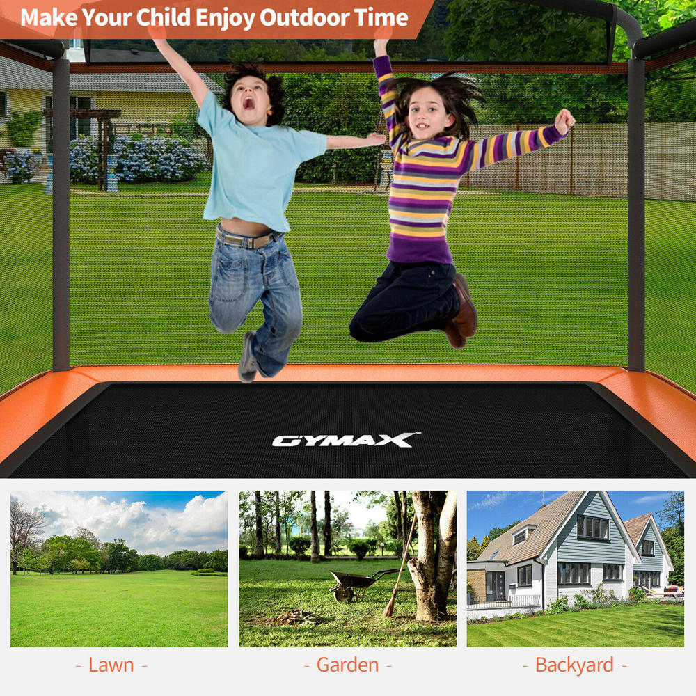 Gymax 6FT Kids Recreational Trampoline W/Swing Safety Enclosure Indoor/Outdoor Orange
